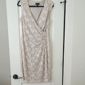 Calvin Klein Lace Midi Dress in Cream